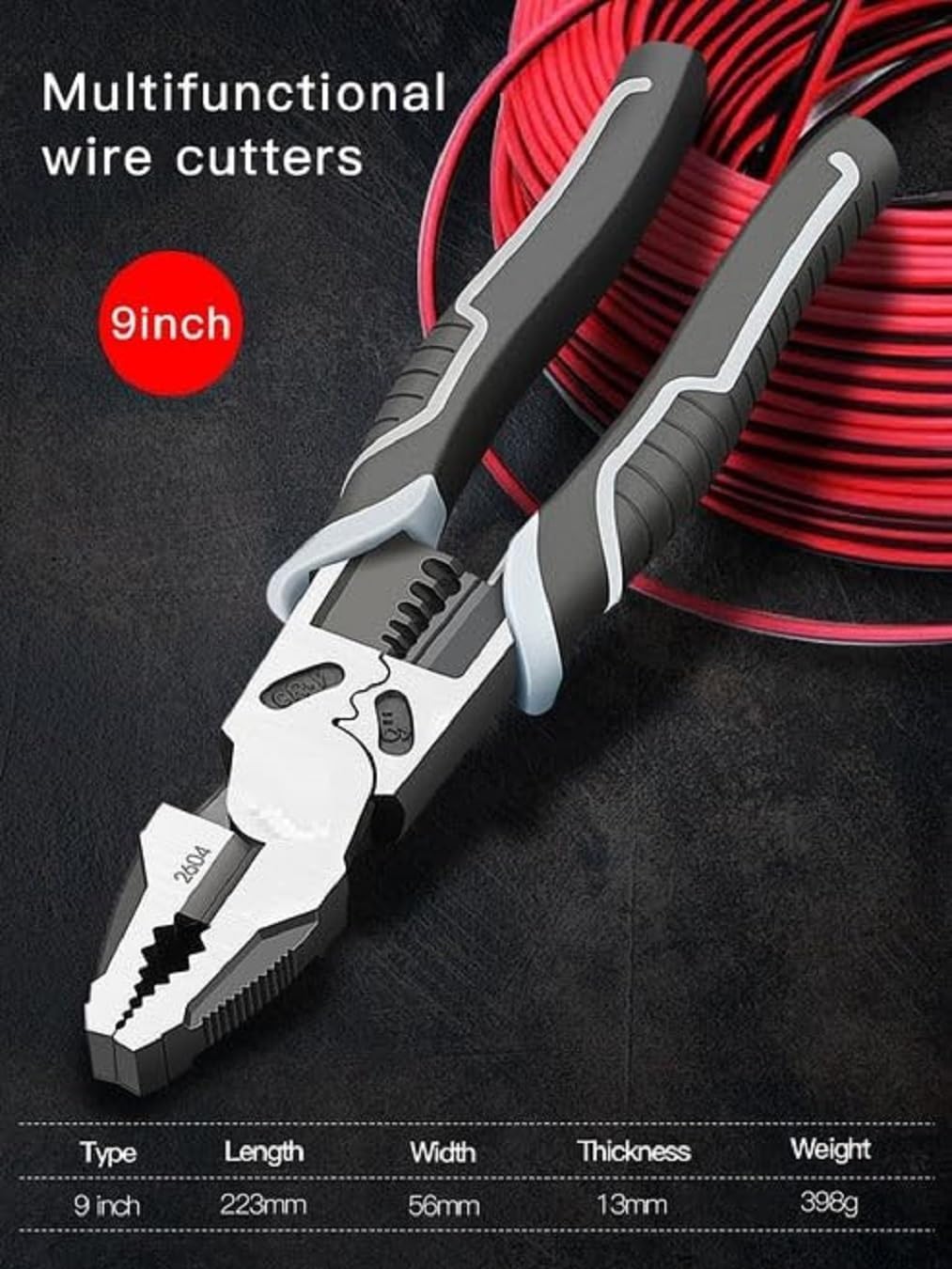 HEVIR 7-in-1 Wire Stripping Tool with Cutter, Gripping, Wrench, Crimping - Multifunctional Stainless Steel Pliers for Precision Cutting, Terminal Crimping, Electrical Stripping 4