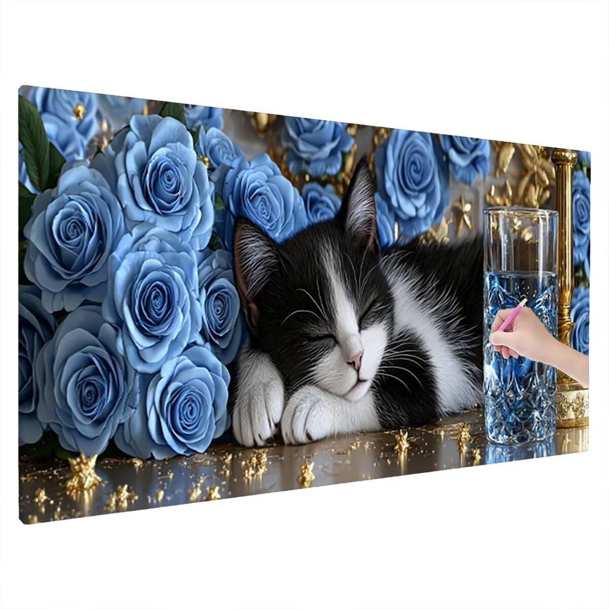 Diamond Painting Adulti, Diamond Painting Gatto 50x130cm, Regalo -1008