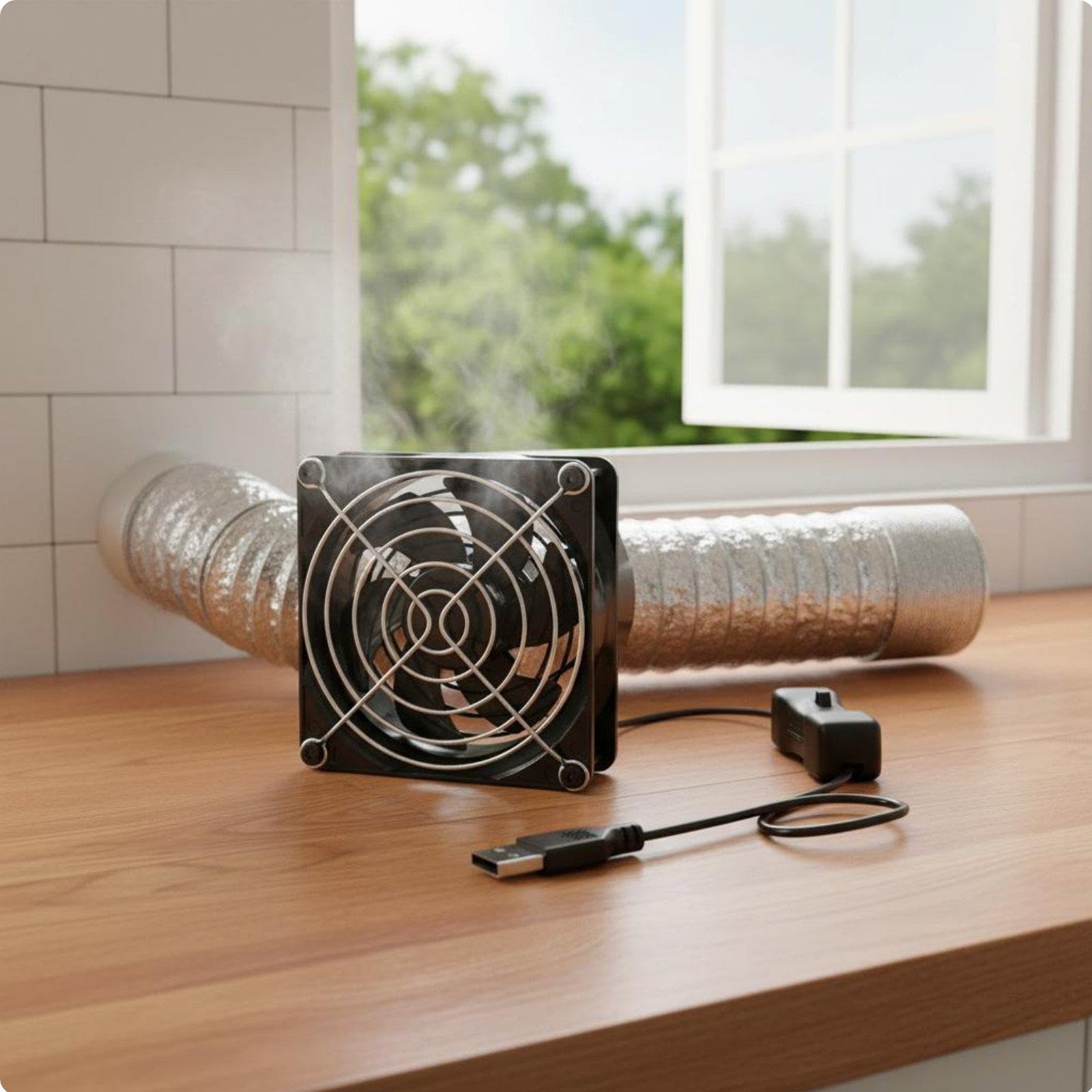 Fume Extractor Fan Installation Miniature Kitchen Exhaust Fan Compact Design Adjustable Speed Exhaust Blower for Renters, Students USB Fan W Switch 3M-image-24
