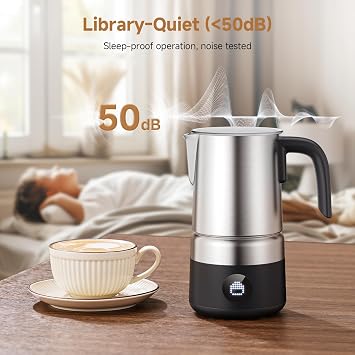 Milk Frother and Steamer [Upgraded], AMZCHEF All-in-1 Detachable Frother for Coffee 600W, Automatic Warm and Cold Foam Maker, Stainless Steel Jug, Dishwasher Safe, LED Display