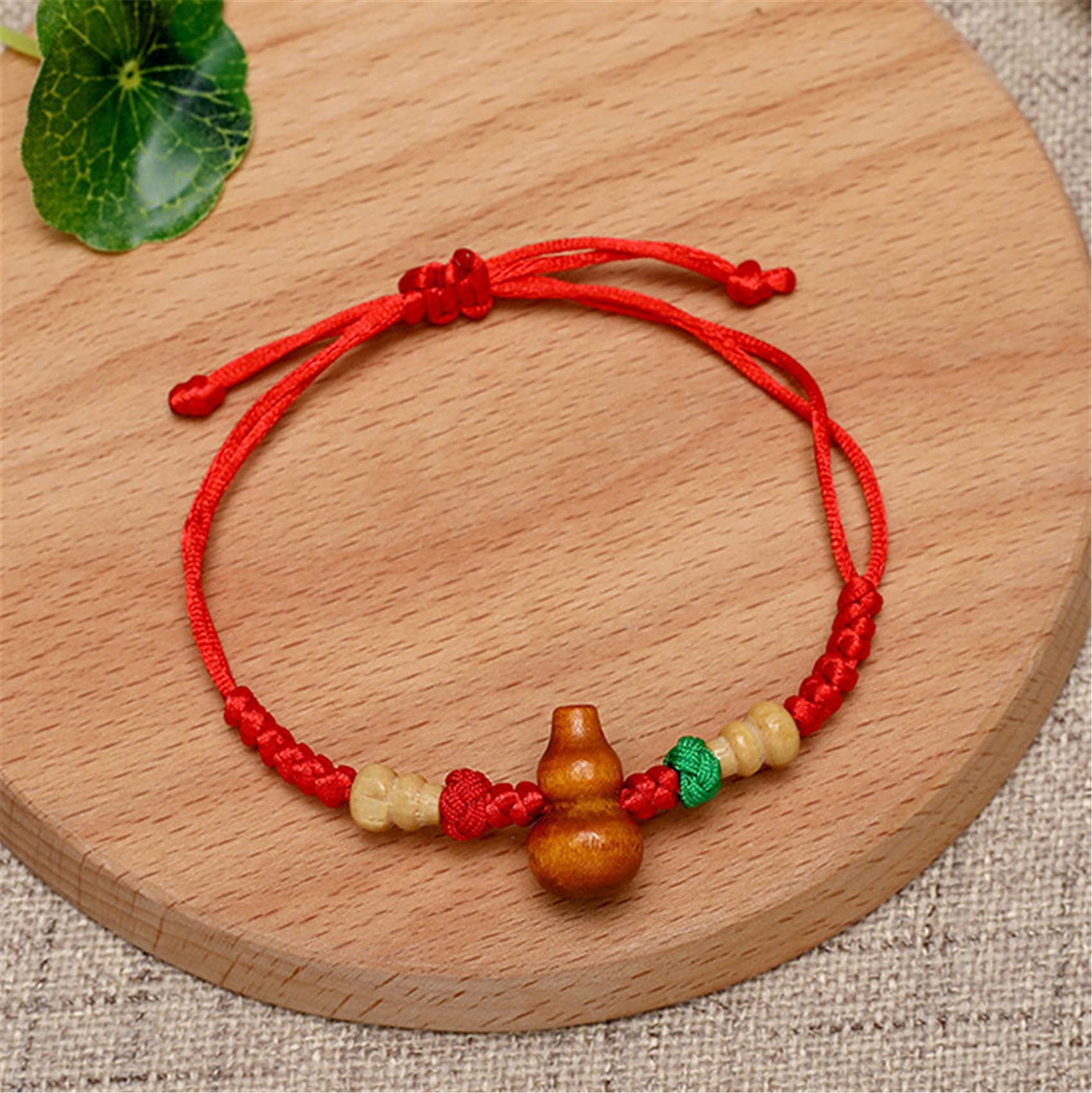 Feng Shui Wu Lou Pulsera para niños Melocotón Núcleo Calabaza Hilo Rojo Pulsera Joyería de la Suerte Amuleto Bebé Pulsera Talismán Ajustable Prosperidad Dinero Suerte,B