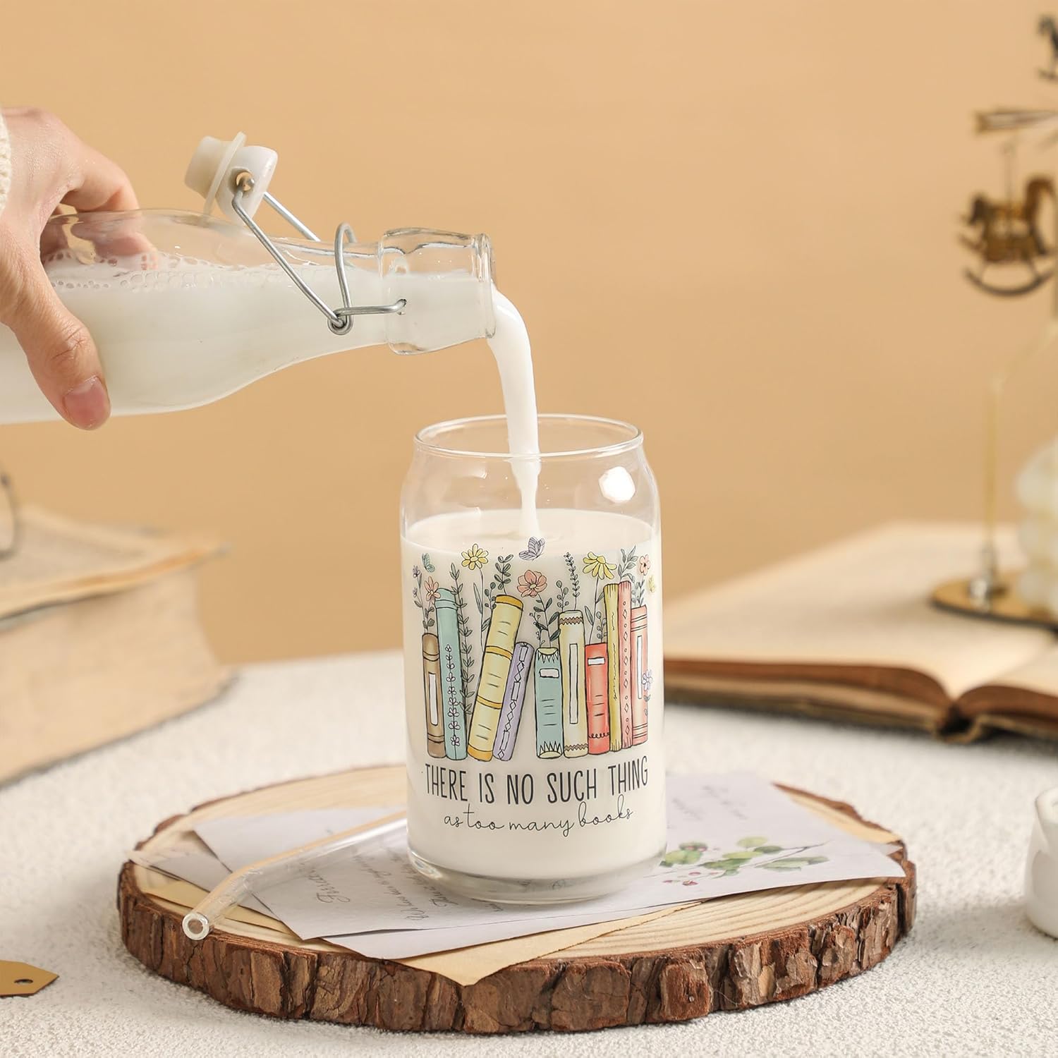 Book Lovers Gifts, 16 Oz Coffee Glass Cup Gift, Funny Bookish Gift for Readers Women, Bookworm Gifts for Book Lovers, Readers, Librarians and Bookaholics, Reading Accessories for Bookworm - Image 2