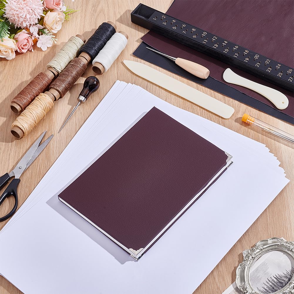 OLYCRAFT Kit complet de reliure à faire soi-même pour la fabrication de livres pour débutants, outils de démarrage avec papier artisanal, tissu en cuir PVC, alêne, ruban pour loisirs créatifs