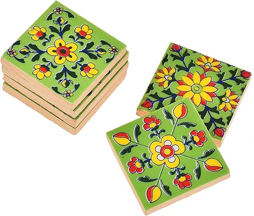 Miniatura 4 de Azulejos de cerámica decorativos para el hogar, azulejos de pared para salpicaduras, panel mural, cocina, baño, mosaico, azulejos mexicanos (verde,