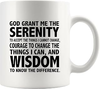 Panvola God Grant Me The Serenity Prayer Inspirational Gifts Sobriety Recovery Sober Motivational Christian Gifts for Women Men Coffee Ceramic Mug (White, 11 oz)