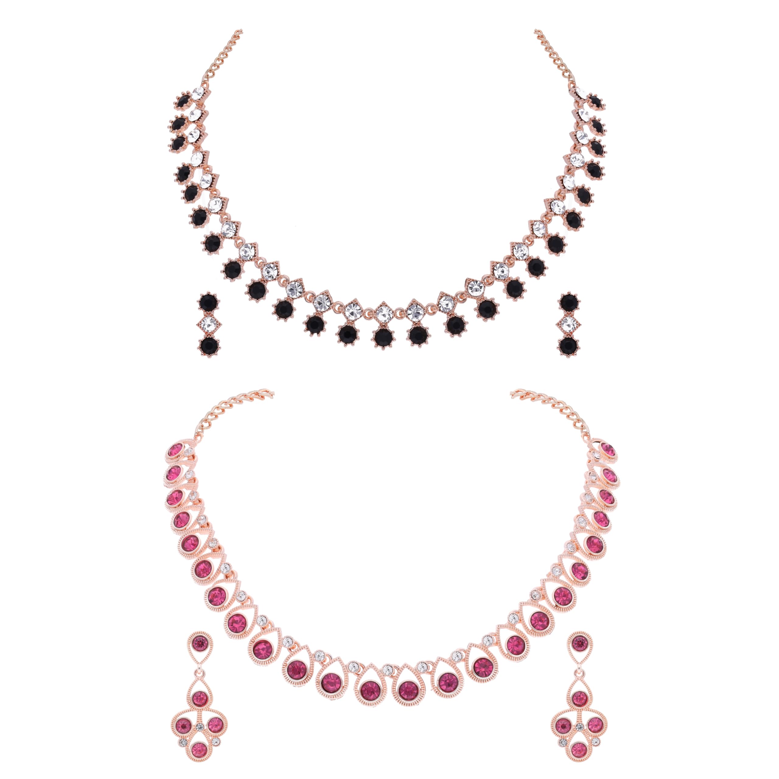 See full amazon price history chart for Brado Jewellery Pack of 2 Rosegold Polished American Diamond Studded Necklace with 1 pair of Earring Choker Jewelry set for Women and Girls (RG - Black - Pink) Brado Jewellery Pack of 2 Rosegold Polished American Diamond Studded Necklace with 1 pair of Earring Choker Jewelry set for Women and Girls (RG - Black - Pink) (B0CKTDWT9R) Amazon Price History, Amazon Price Tracker