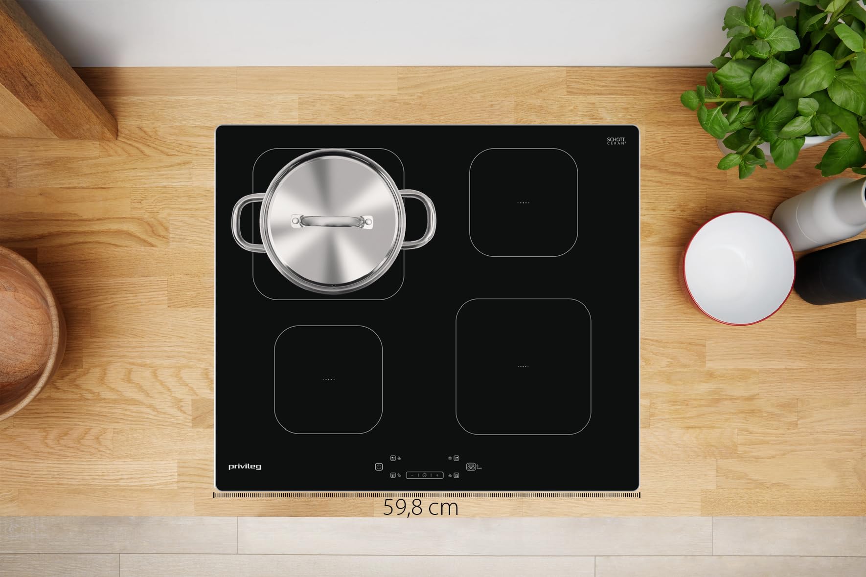 Privileg PS 15Q60 AL Placa de inducción/función Booster/Push&Go automática: Push&Warm, Push&Boil y Push & Moka/control táctil/pantalla digital/temporizador/apagado automático/indicador de calor