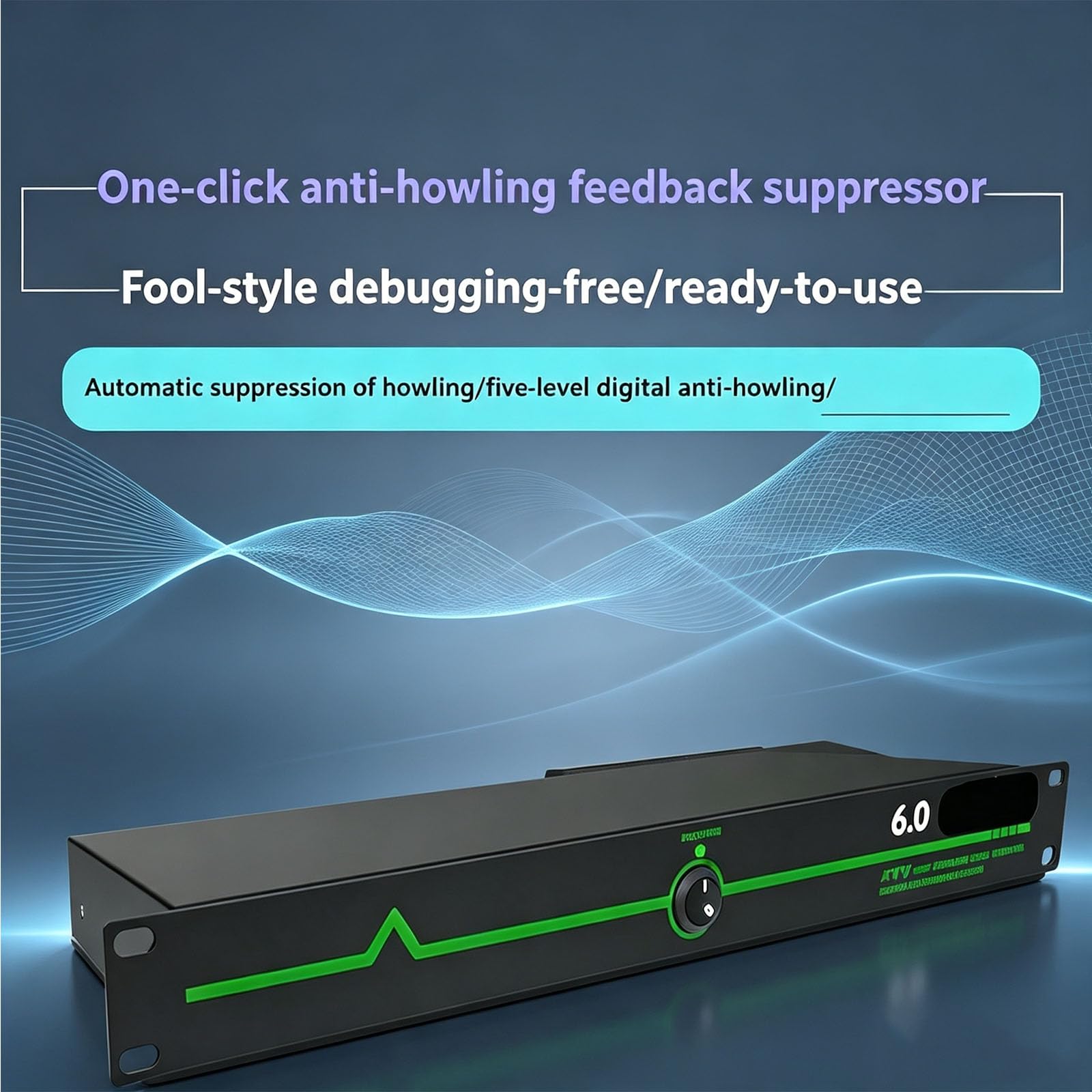 Soppressore Di Feedback Professionale, 6 Ingressi E 6 Uscite Per Microfono, Eliminatore Di Feedback Anti-fischio Con Traslatore Di Frequenza Digitale, Controllo Del Livello Di Ritenzione Ad Alta