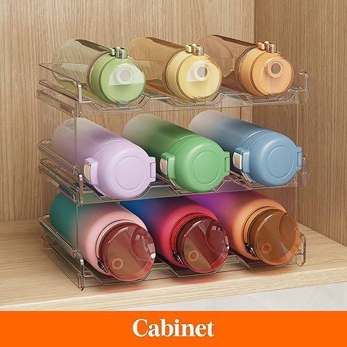 Miniatura 6 de Lifewit Organizador apilable de botellas de agua para gabinete, soporte para botellas de agua, organización y almacenamiento de despensa de cocina,