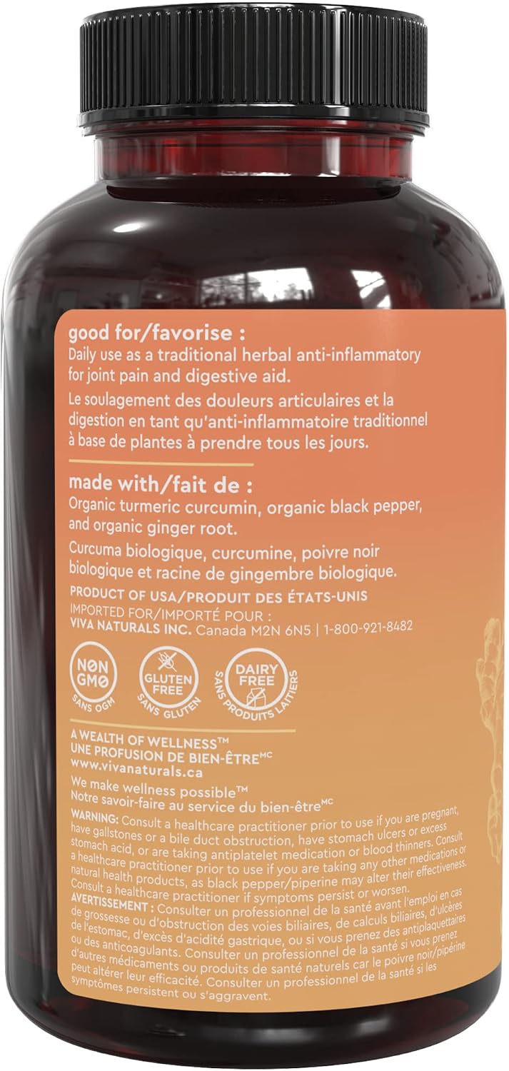 Organic Turmeric Curcumin Supplement with Ginger Extract & Black Pepper for Better Absorption, High Potency Turmeric Ginger Tablets for Joint Support, Digestive Health with Cellular Defense