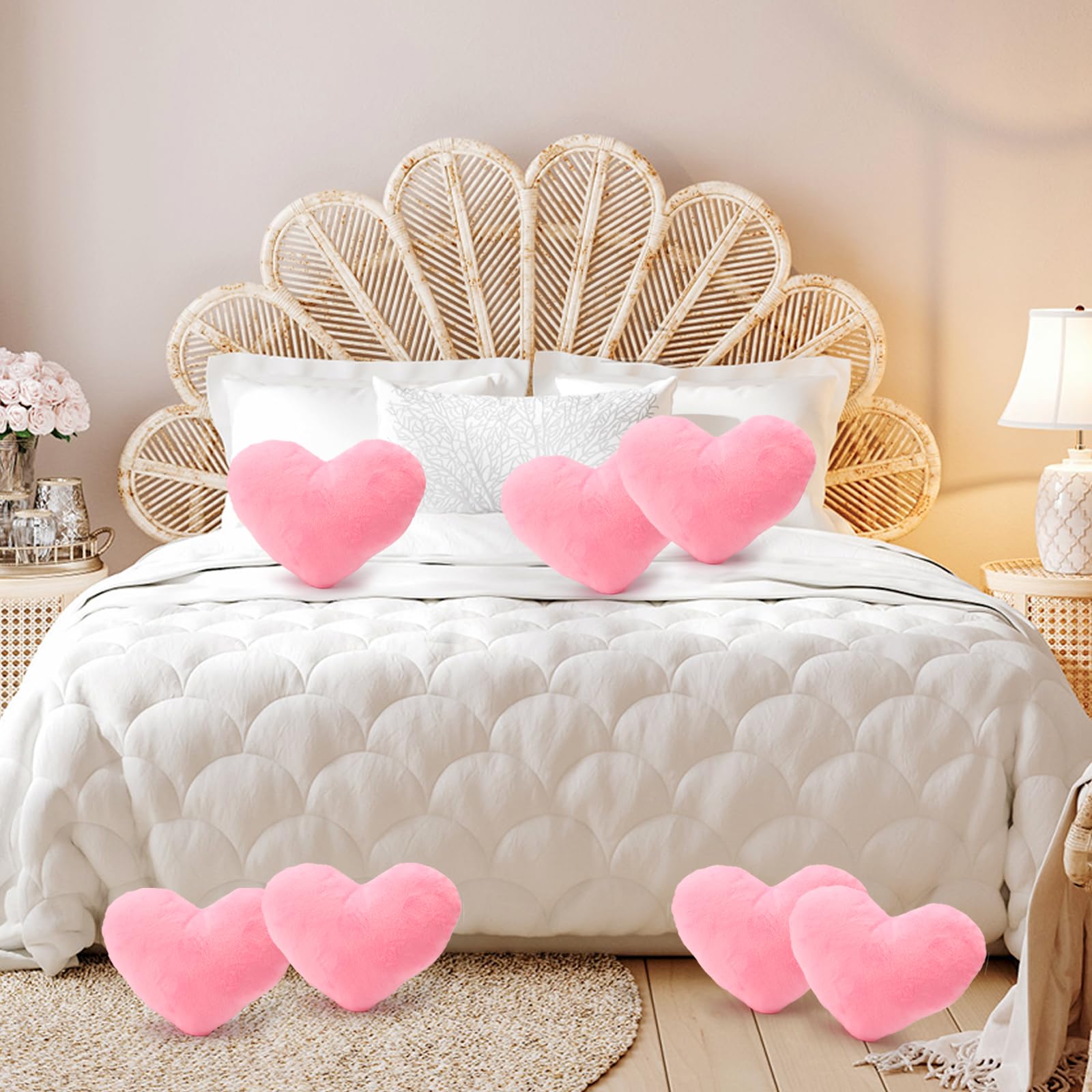 Coussin Cœur Rose - 20cm - Décoration Saint-Valentin - Doux Et Lavable
