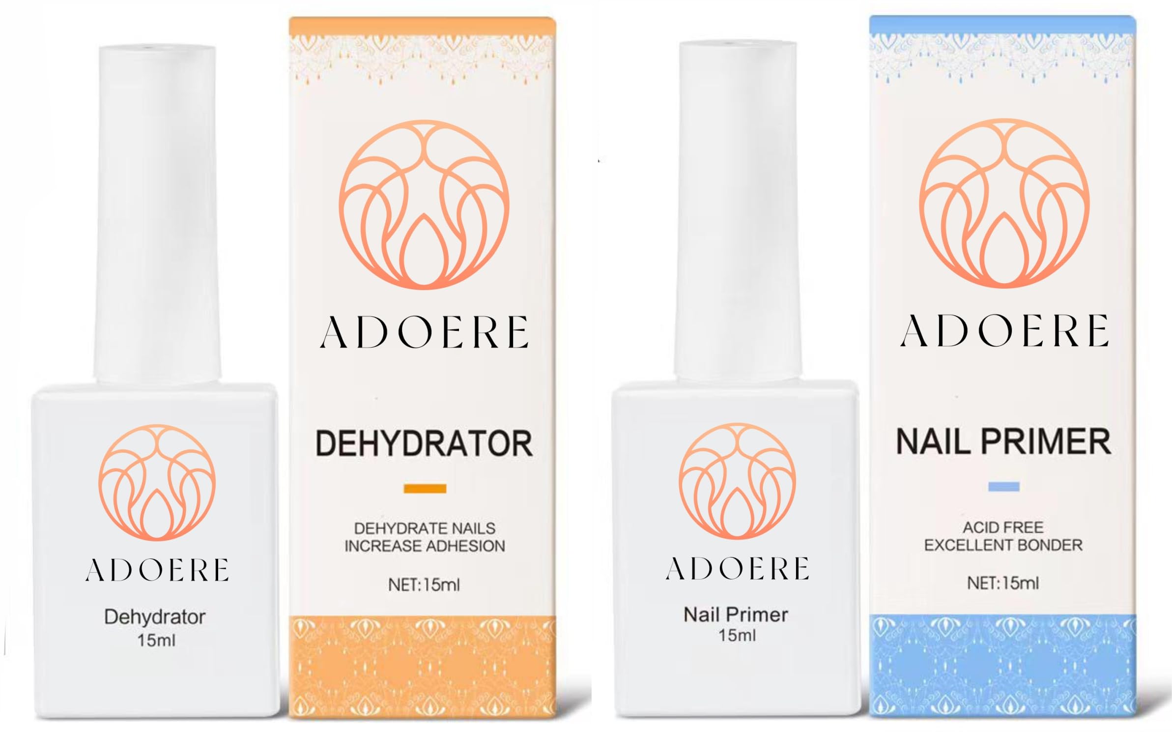 ADOERE Professional 2Pcs Nail Prep Primer & Dehydrator Air Dry No Acid Primer Enamel UV Gel Nail Polish Kit for DIY at Home Nail Care Kit-image-47