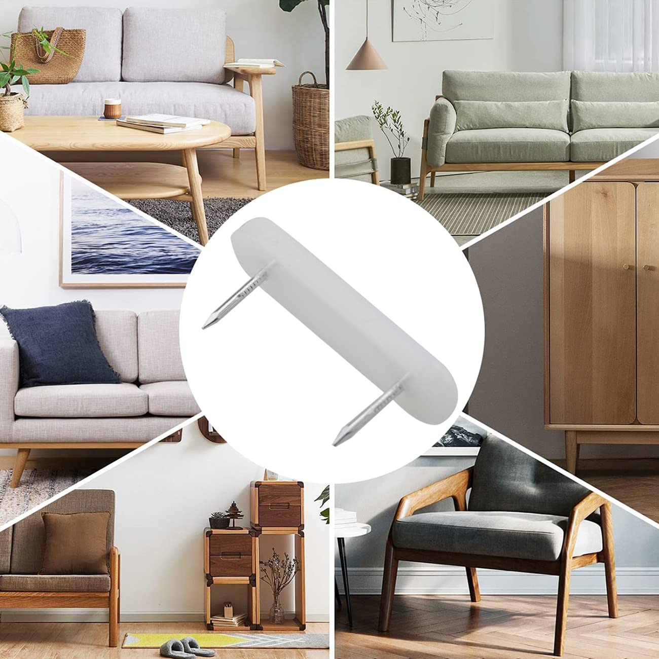 50pcs Chair Slider Plastic Head 2 Pins Nail on Furniture Sliders Chair Leg Floor Protectors Cabinet Fasteners for — view 6