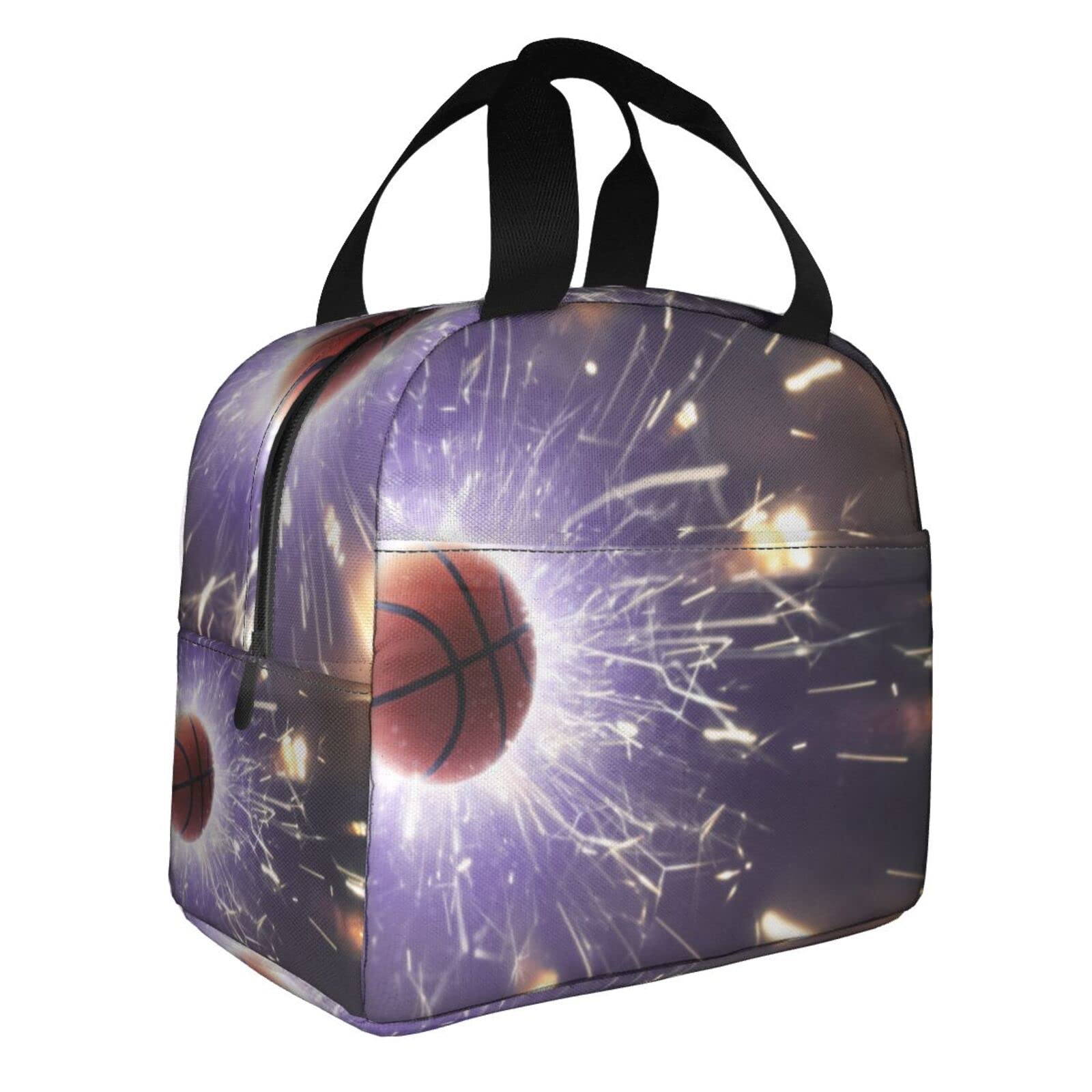 Amazon｜ランチバッグ 保冷 保温 バスケットボール キラキラ 光 雷 お