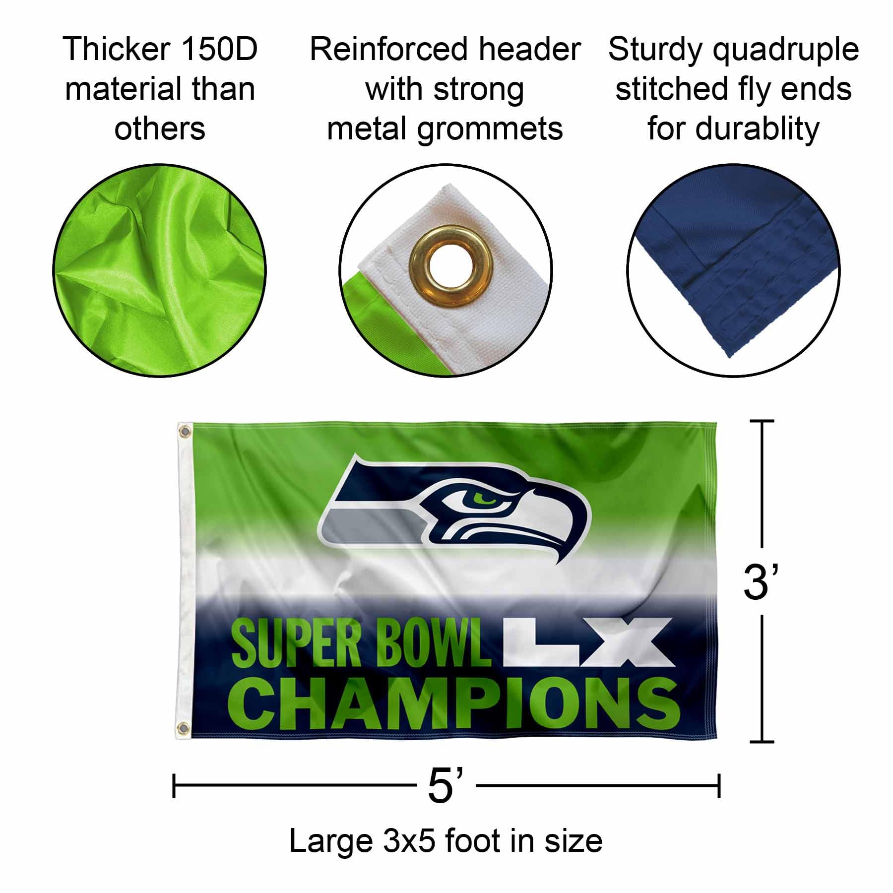 Amazon.com : WinCraft Seattle Seahawks Super Bowl LX Single-Sided