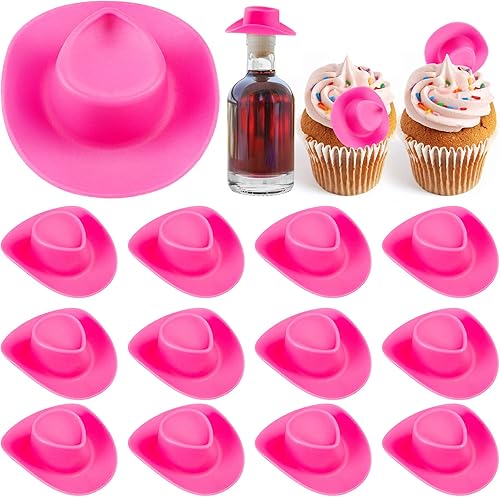 20 mini sombreros de vaquero rosa, mini sombrero de vaquera occidental de plástico para decoración de casa de muñecas