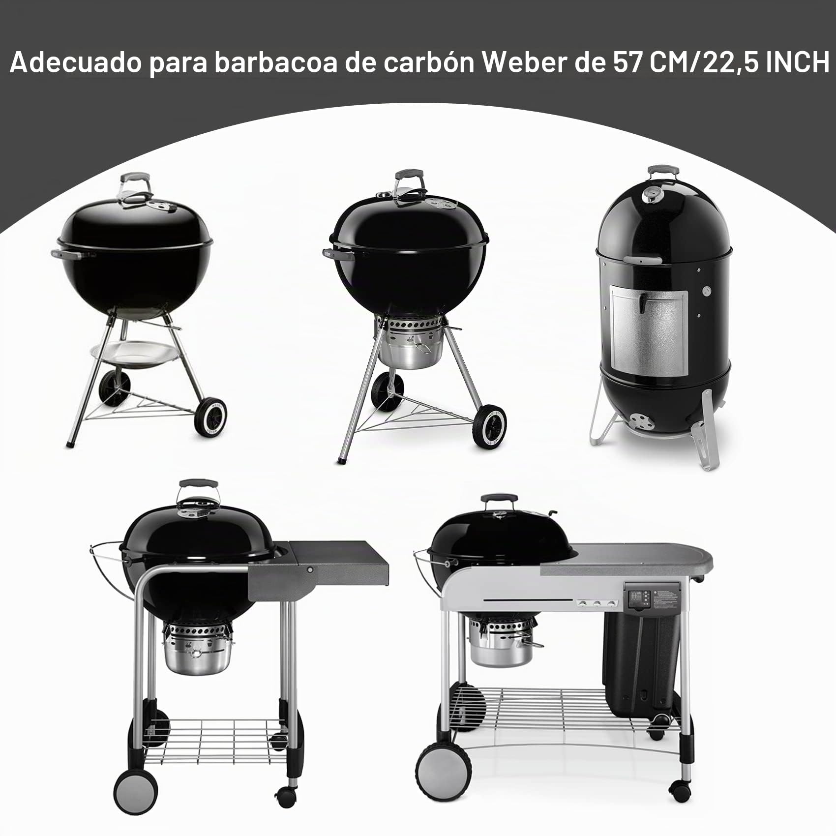onlyfire Parrilla de Acero Inoxidable,Rejilla para Barbacoa con Apertura de un Solo Lado con Asa Desmontable,para Parrilla de Carbón Weber 57 cm
