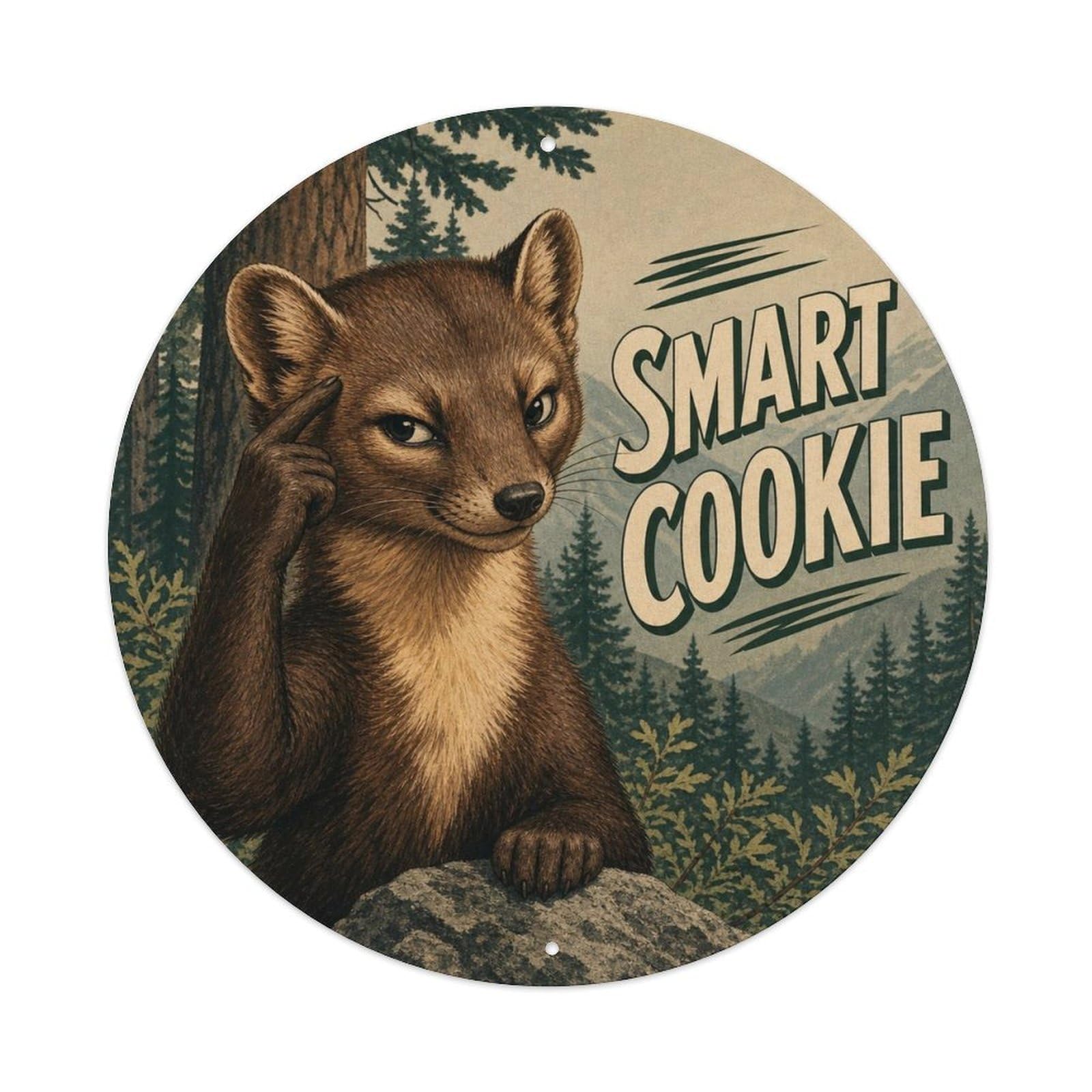 Okngb Style Marten Animal Humor Comic Pop Quirky Vintage Metal Tin Sign Plaque Wall Decor For Cafe, Man Cave, Club Bar, Office, Home Garden Round Metal Poster 8X8inch