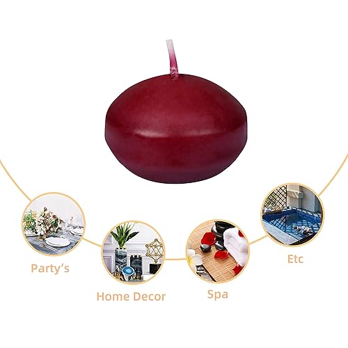Miniatura 6 de Velas flotantes color borgoña de 1 3/4 pulgadas