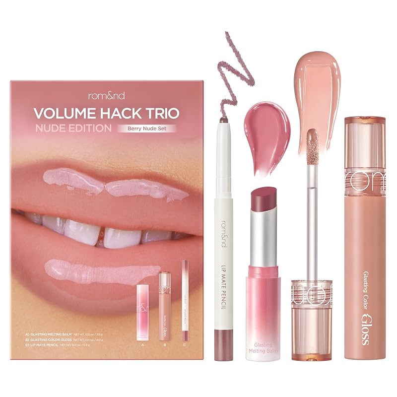 Conjunto de maquiagem labial rom&nd Volume Hack Trio Berry Nude #02