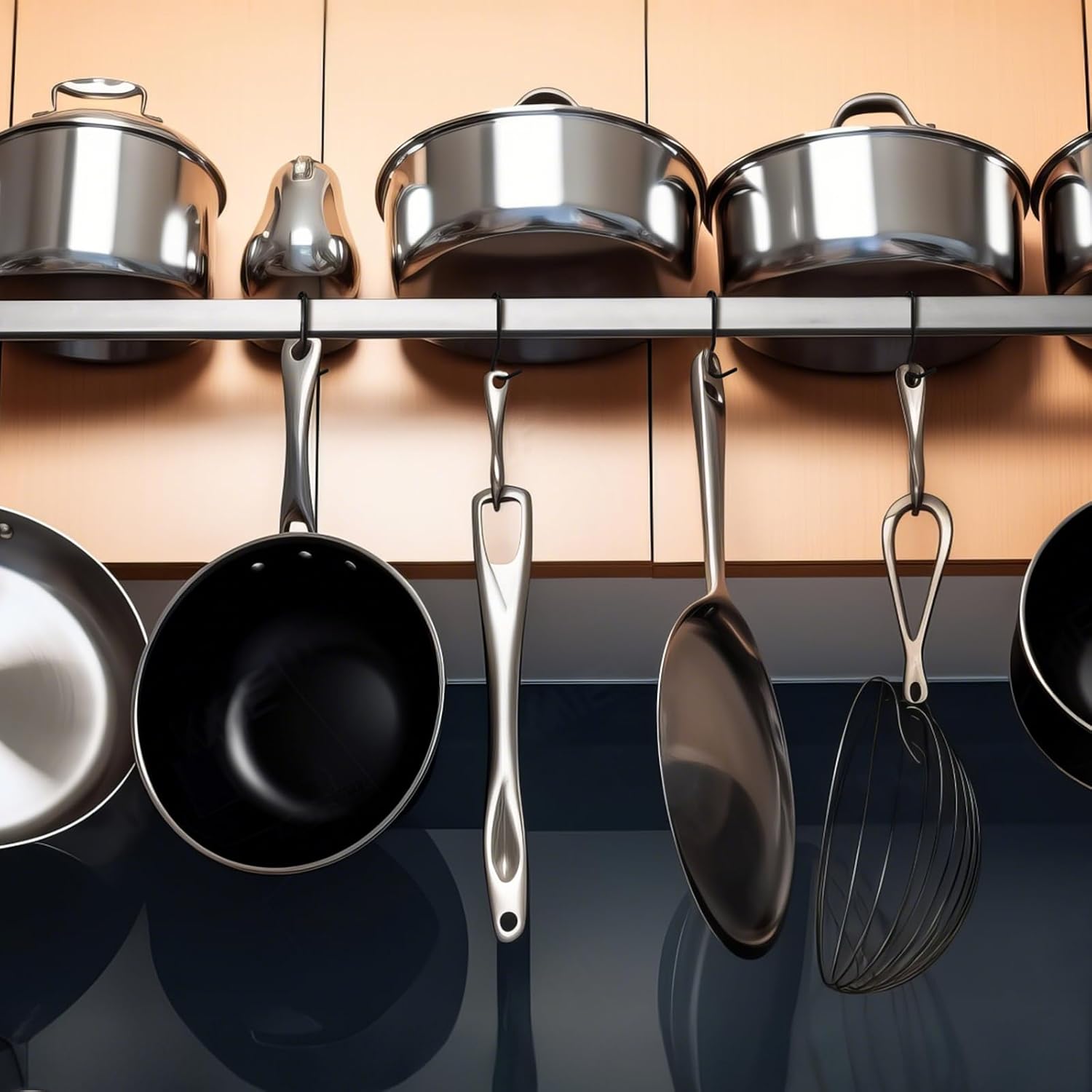 MorningRo 12 Pcs Pot Rack Hooks for Kitchen, 5 Inch Black Metal S Hooks