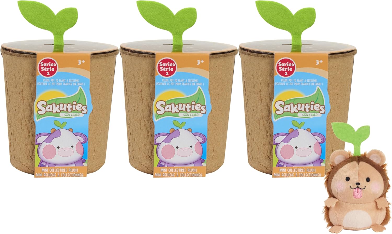 Sakuties Mini Collectible Stylized Plush Stuffed Animals, 3-pack Blind Collectible, Toys for Ages 3 Up by Just Play
