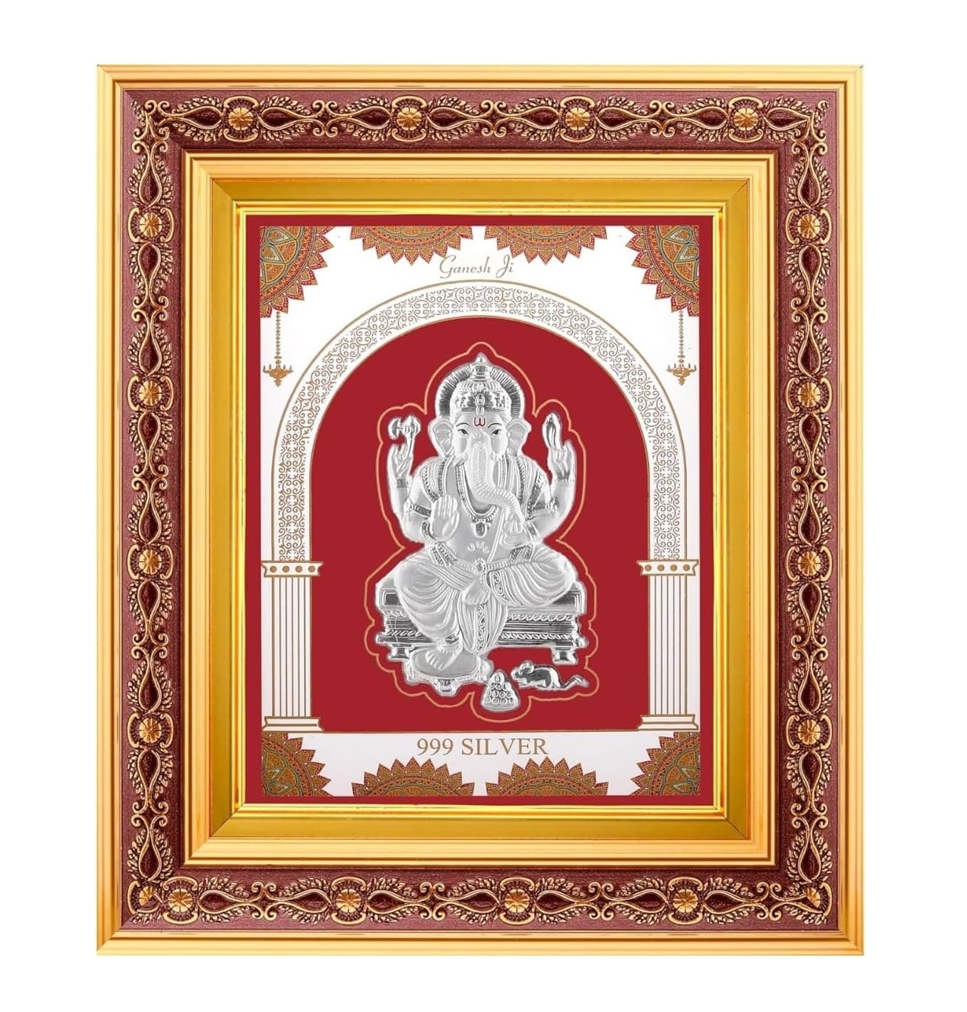 BHAGWATI JEWELS 999 Pure Silver Ganeshji Frame | Divine Home Decor | Ganeshji Wall Mount Square Photo for Gift, Wooden Square Photo Frame for Home Decor, Silver Gift Items, Temple & Office Decor | hanging frame (10.50″ x 9″ Inch) BHAGWATI JEWELS 999 Pure Silver Ganeshji Frame | Divine Home Decor | Ganeshji Wall Mount Square Photo for Gift, Wooden Square Photo Frame for Home Decor, Silver Gift Items, Temple & Office Decor | hanging frame (10.50″ x 9″ Inch)