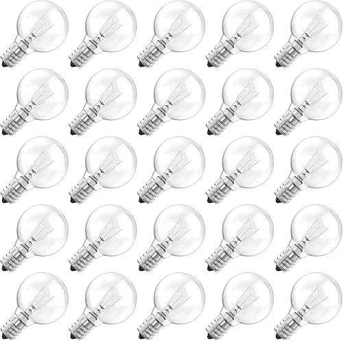 Miniatura 5 de Brightown Bombillas transparentes G40 para exteriores, globo E12, base de tornillo de candelabro, bombillas de vidrio de repuesto redondas