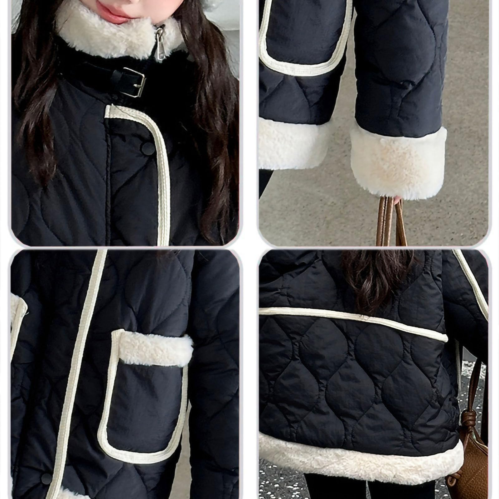 Abrigos con forro de sherpa para niñas, chaquetas acolchadas de forro polar de gran tamaño, con solapa y botones, con cremallera, abrigos con bolsillos, chaqueta de invierno para clima frío de