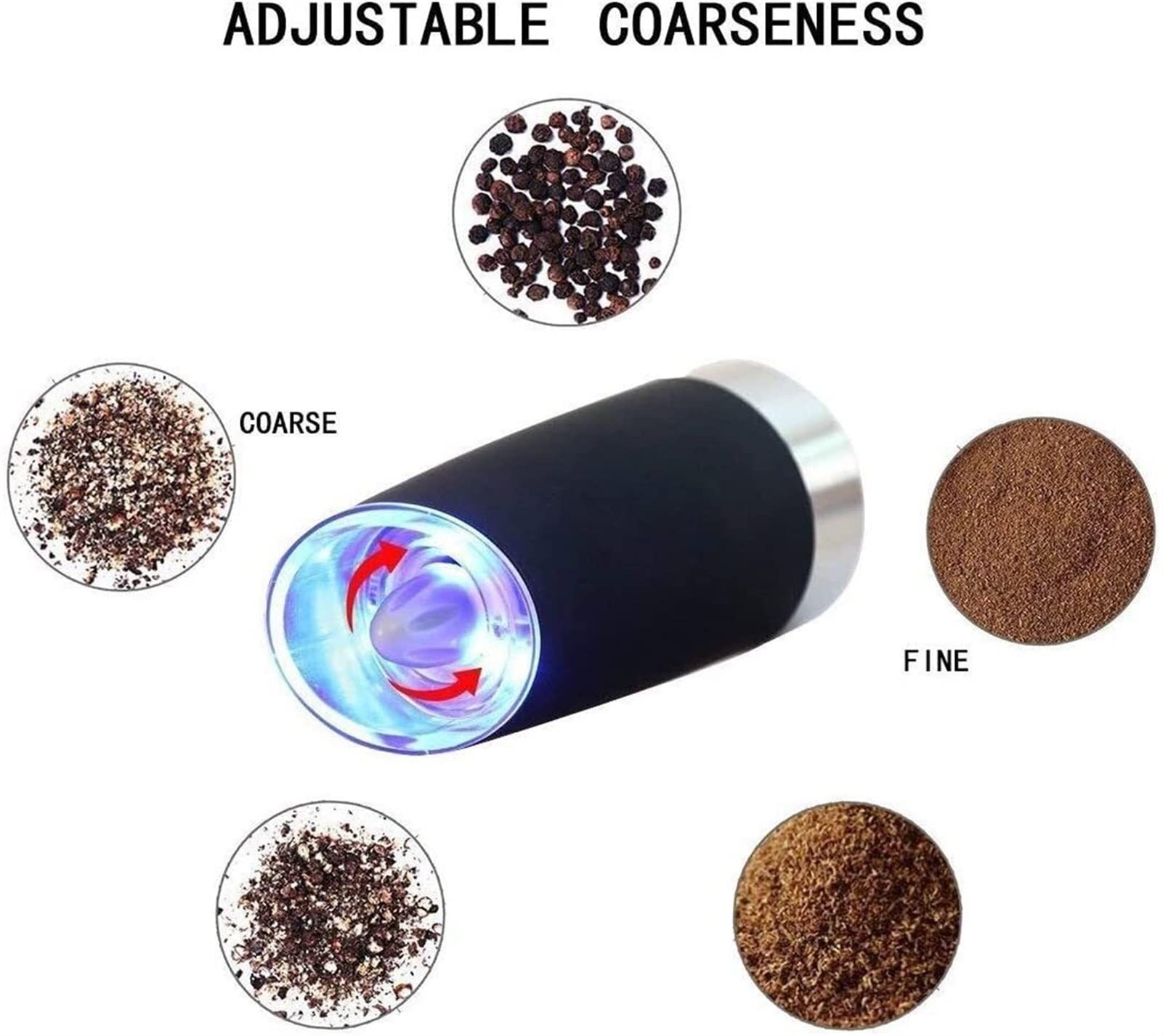XMING Grinder Pepe in Acciaio Inox Cucina Cucina Nero Pepe Pepe Pepe Pepe Elettrico Fresco Pepe macinato macina Sale