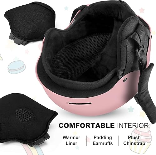 Miniatura 4 de Odoland Casco de esquí para niños, casco de nieve con gafas de esquí, a prueba de golpes, resistente al viento, cascos de seguridad para deportes de