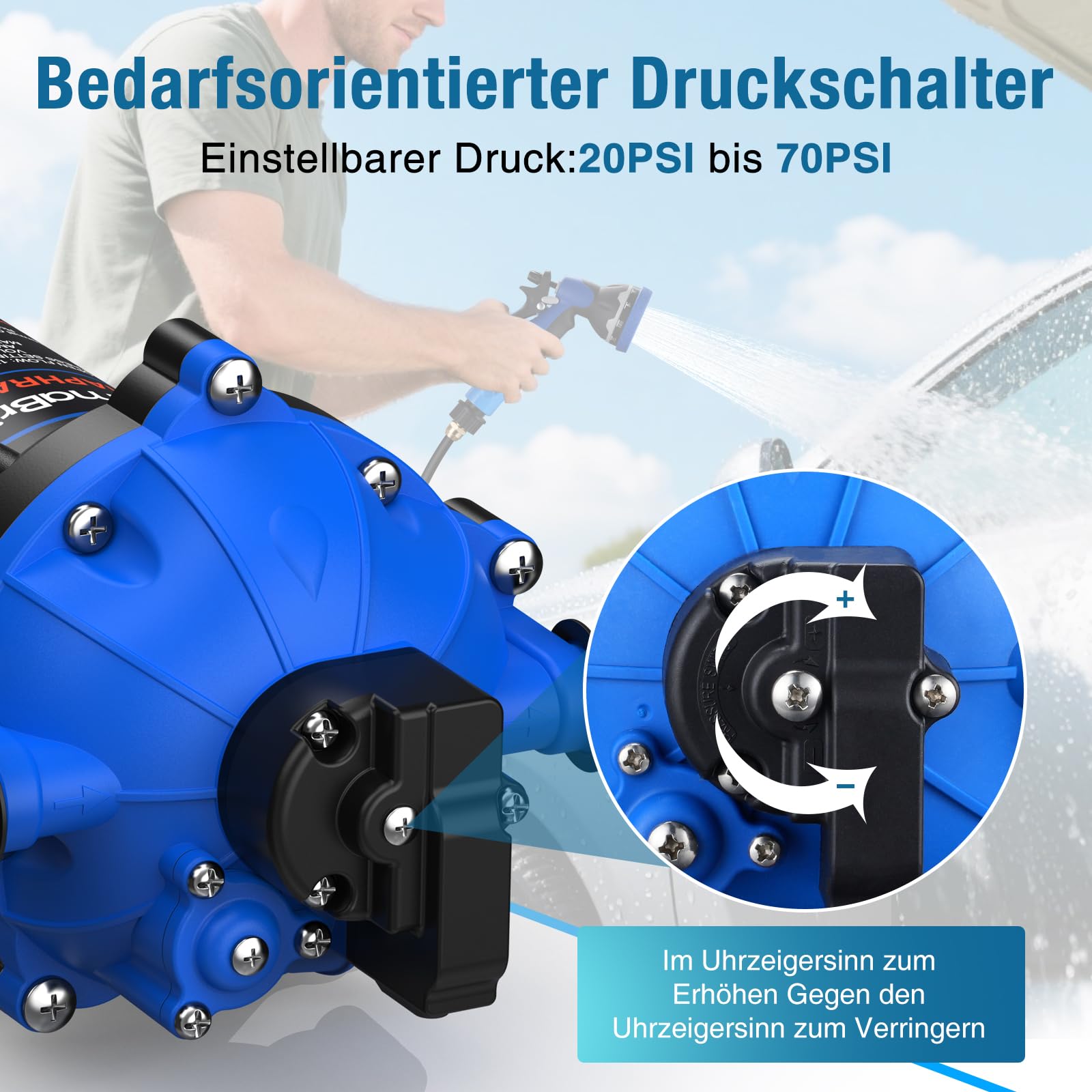 Pompa ad acqua compressa autoadescante AC 220 V, 4,5 GPM 70 PSI, pompa a membrana con pressostato per roulotte per il sistema idrico domestico, irrigazione