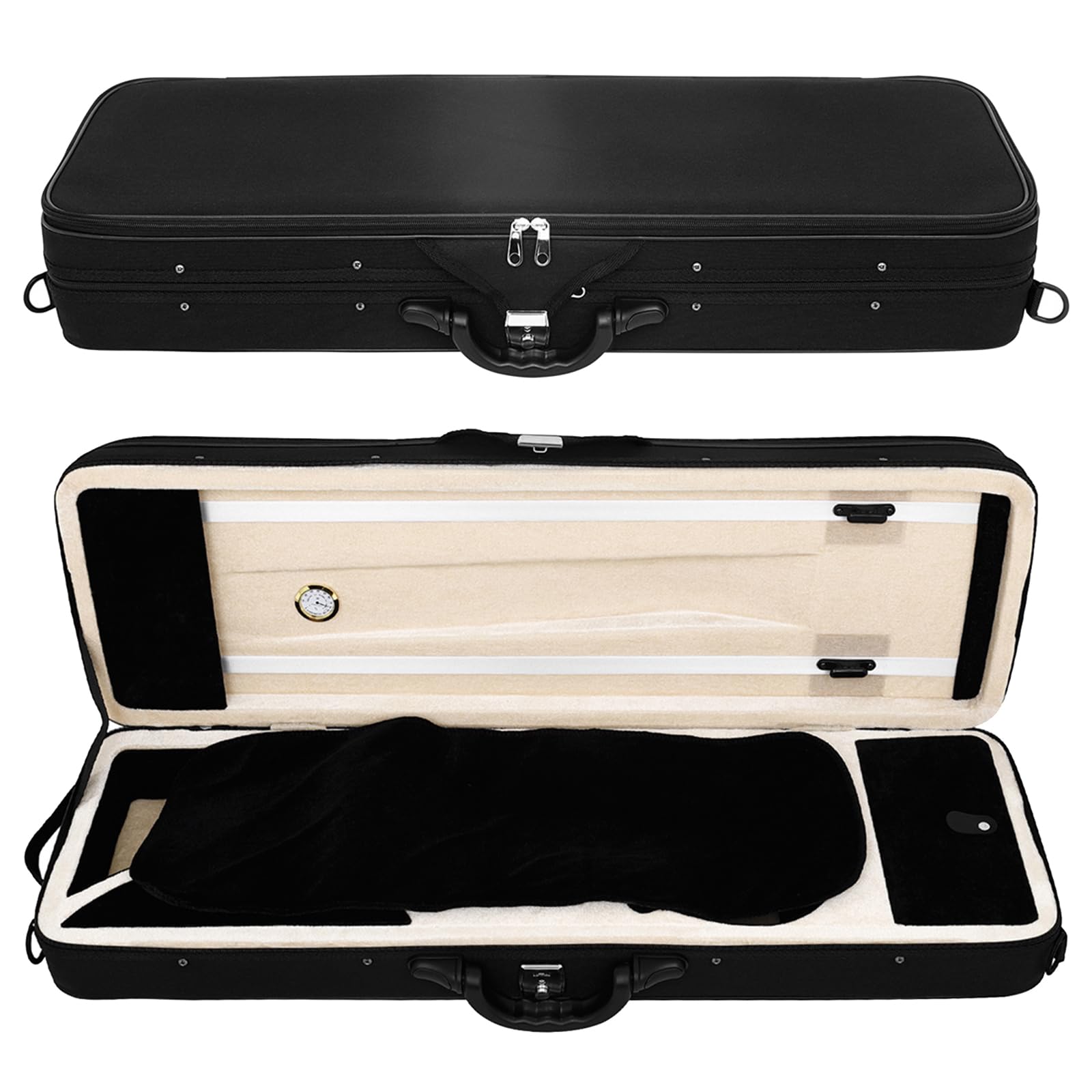 Estuche profesional para violín 4/4 con higrómetro y correa de transporte RETUOLWAG, estuche para instrumentos de cuerda, almacenamiento de accesorios para violín
