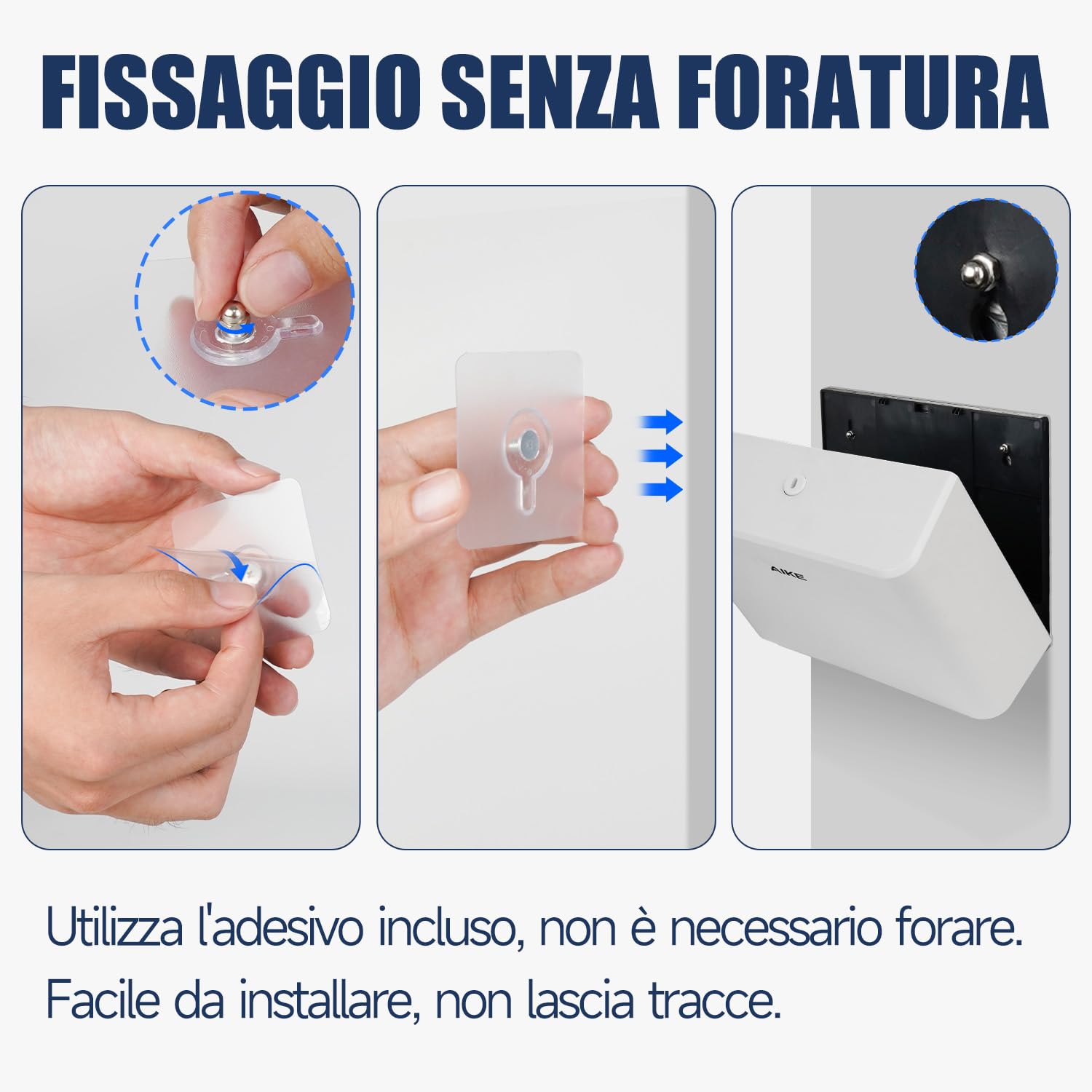 AIKE Dispenser Carta Asciugamani da Parete,per Z-Fold Carta Piegata di Dimensioni 25,3 x 8 cm o Inferiori,Può Contenere 200 Fogli