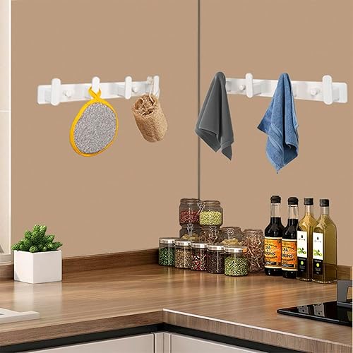 Miniatura 6 de TocTen Perchero para colgar en la pared, ganchos de pared resistentes de acero inoxidable 304 con 4 ganchos para colgar, toallero para abrigo,