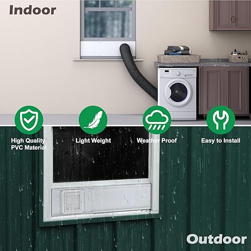 Miniatura 8 de Forestchill Kit de ventana de ventilación para secadora, kit de ventilación de ventana de 4 pulgadas con cubierta de ventilación de secadora, se