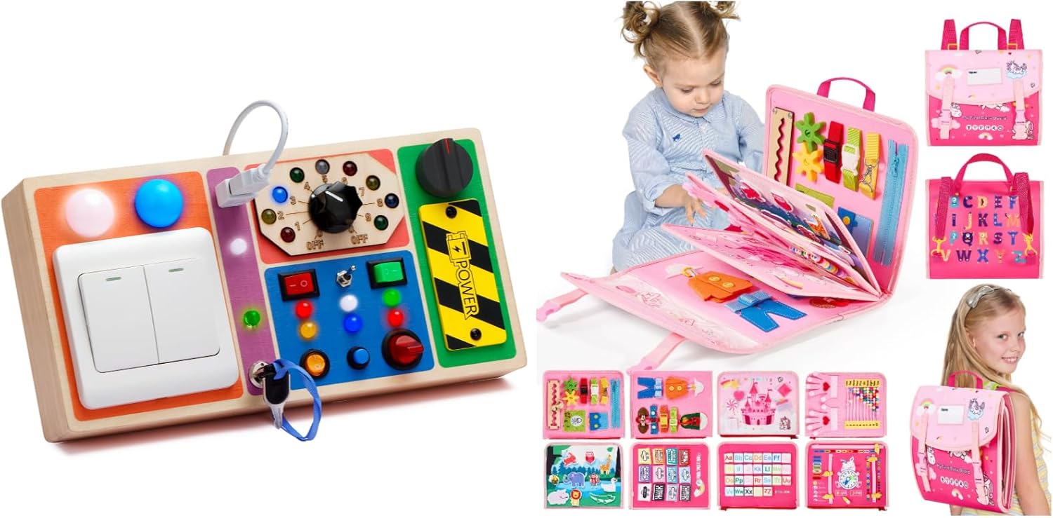 DRAMATION Montessori Busy Board Toys and Felt Busy Board