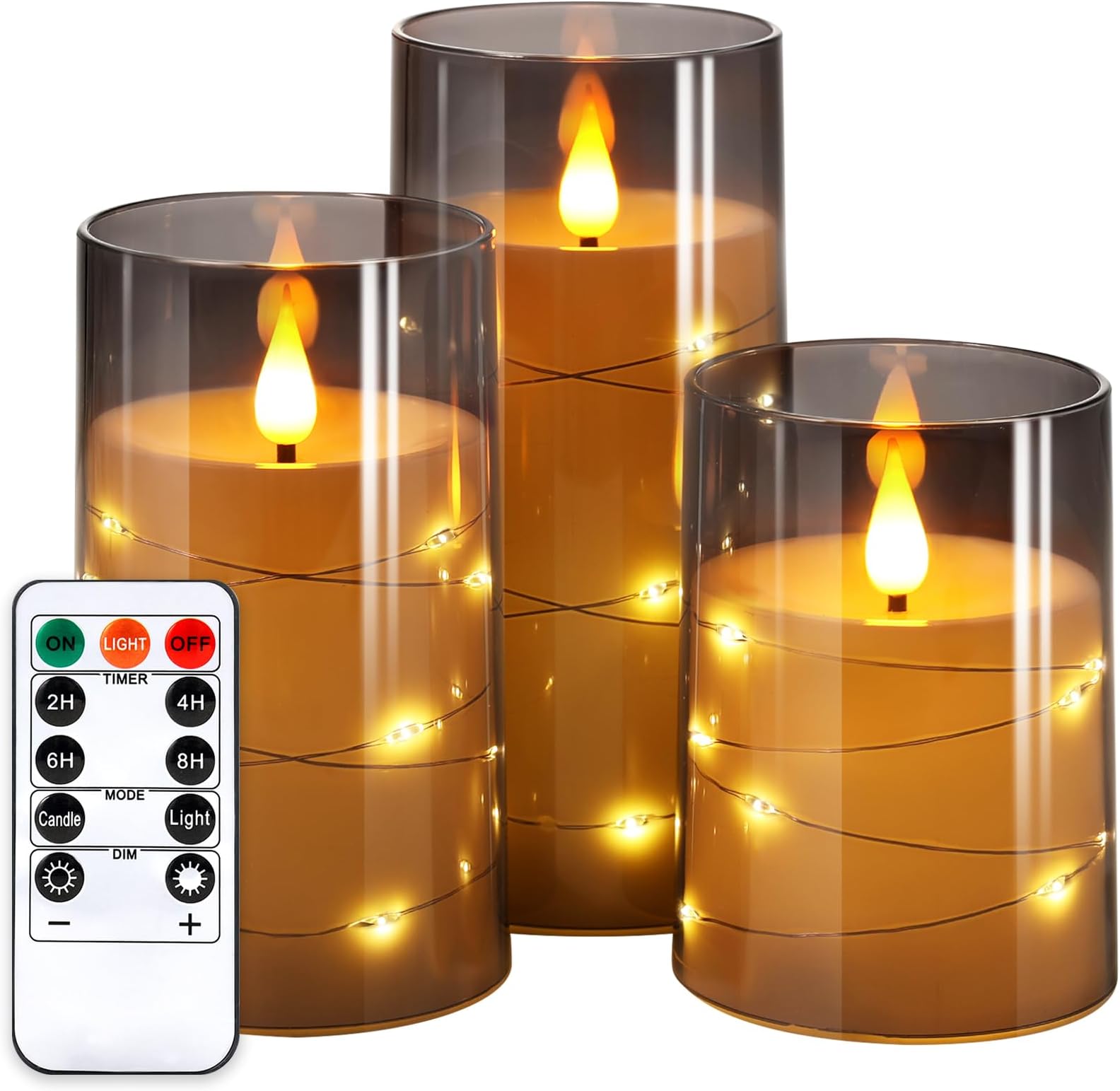 NURADA Large Outdoor Solar Powered Candles - Waterproof Flameless LED Pillar Candle Set For Patio (White Resin, 3.25x45 6)