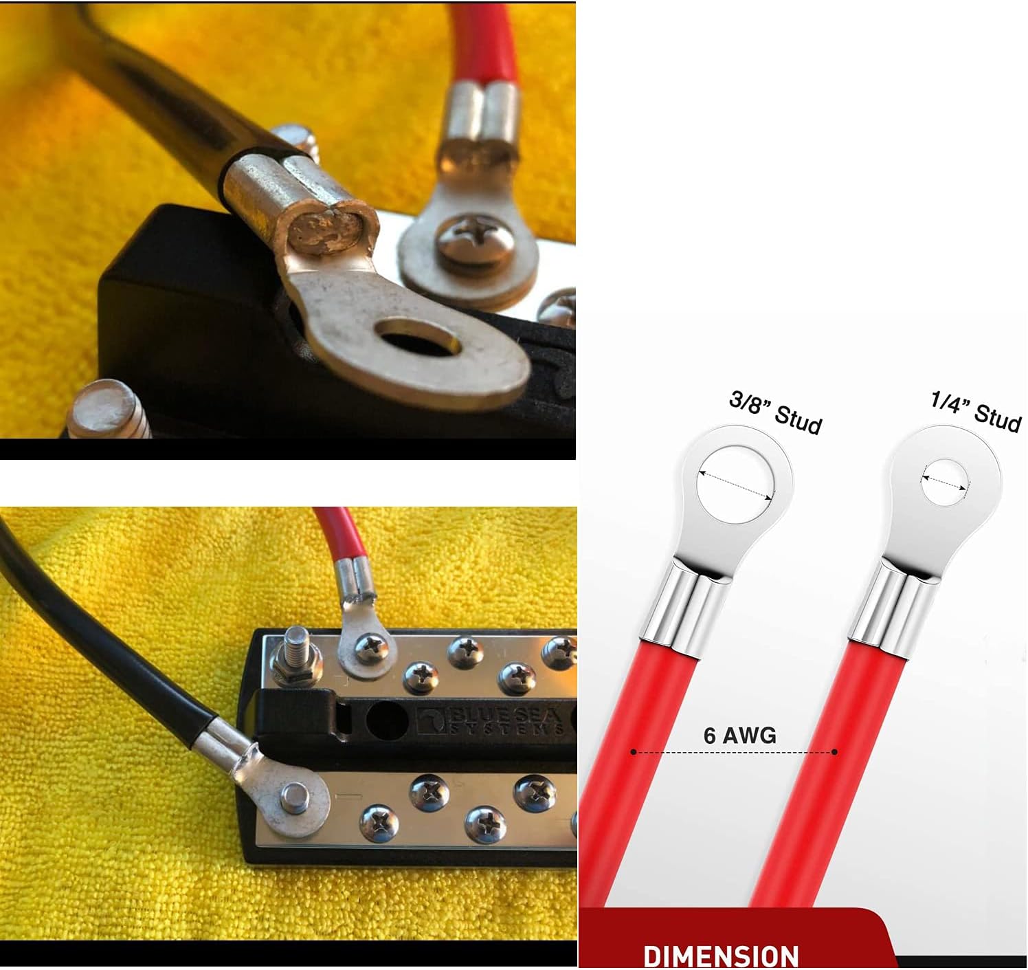 RIGIDON 2 szt. 6AWG 50 cm kabel falownika baterii czerwony czarny cynowany miedziany kabel do falownika do motocykli samochodów łodzi morskich solarnych 99 9 miedzi beztlenowej zestaw
