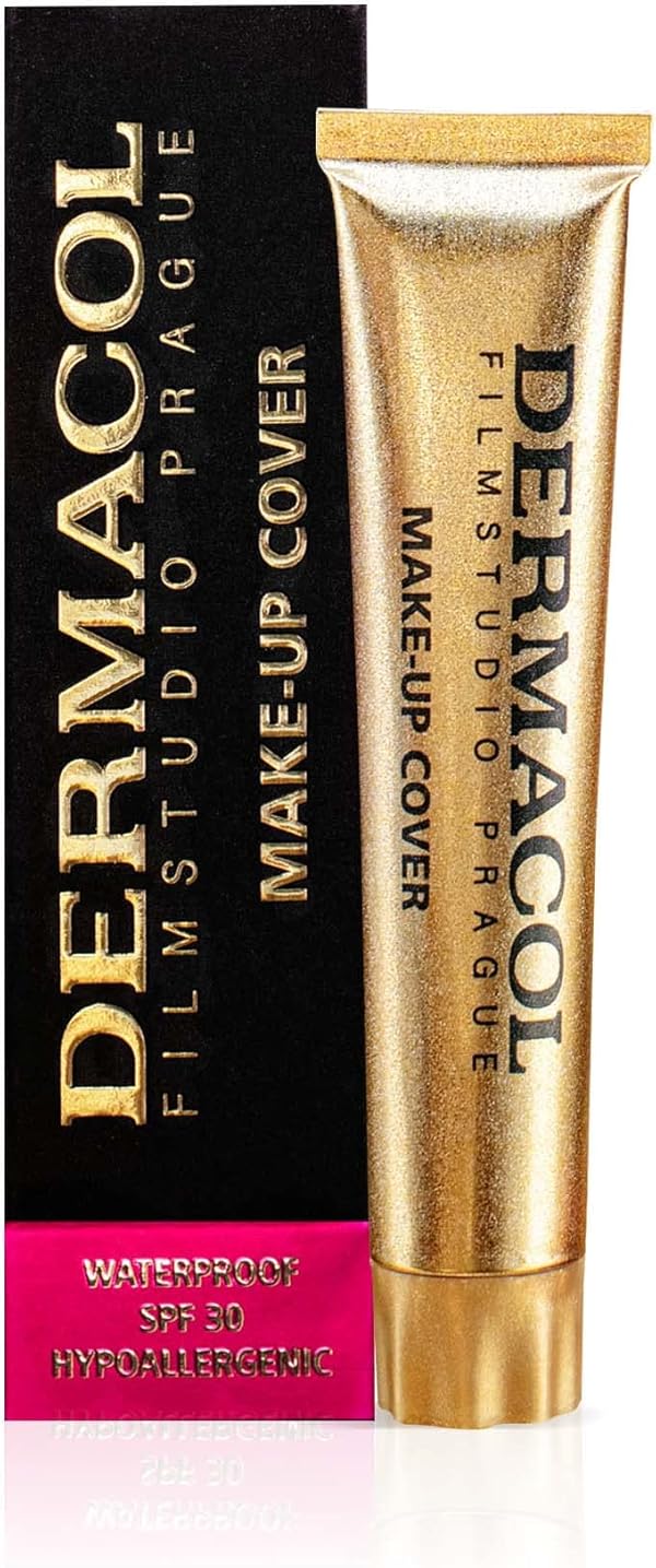 Dermacol Make-up Cover – stark deckende, wasserfeste Foundation mit LSF 30, Hellbeige-Aprikose 207, 30 g