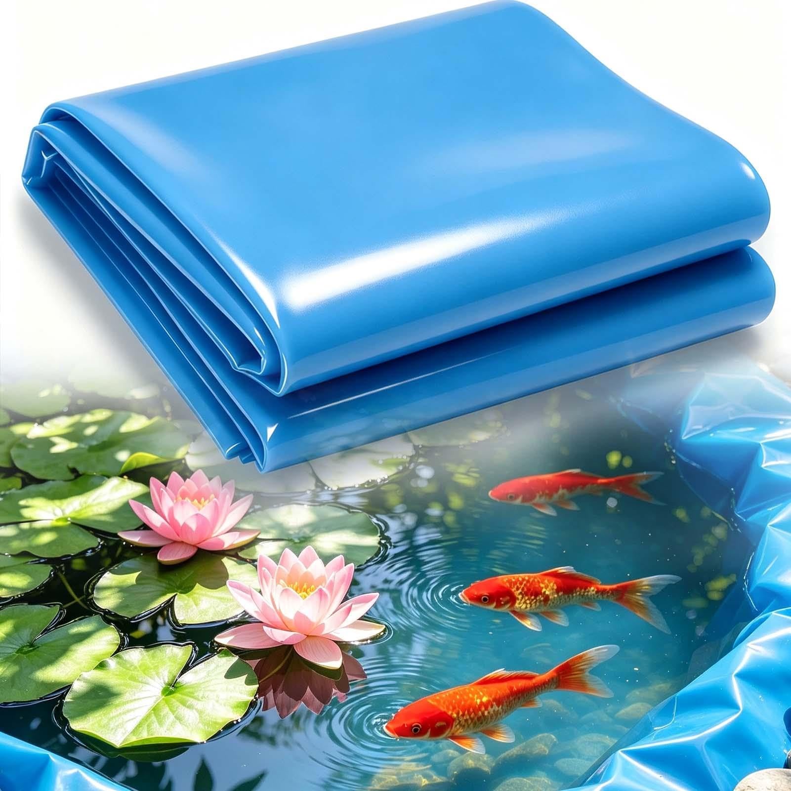 Fodera per laghetto per Pesci Geomembrana Blu in HDPE Resistente ai Raggi UV Fodere per laghetti di Piccole Dimensioni 2x2m 3x3m 4x6m 10x15m(4x6m)
