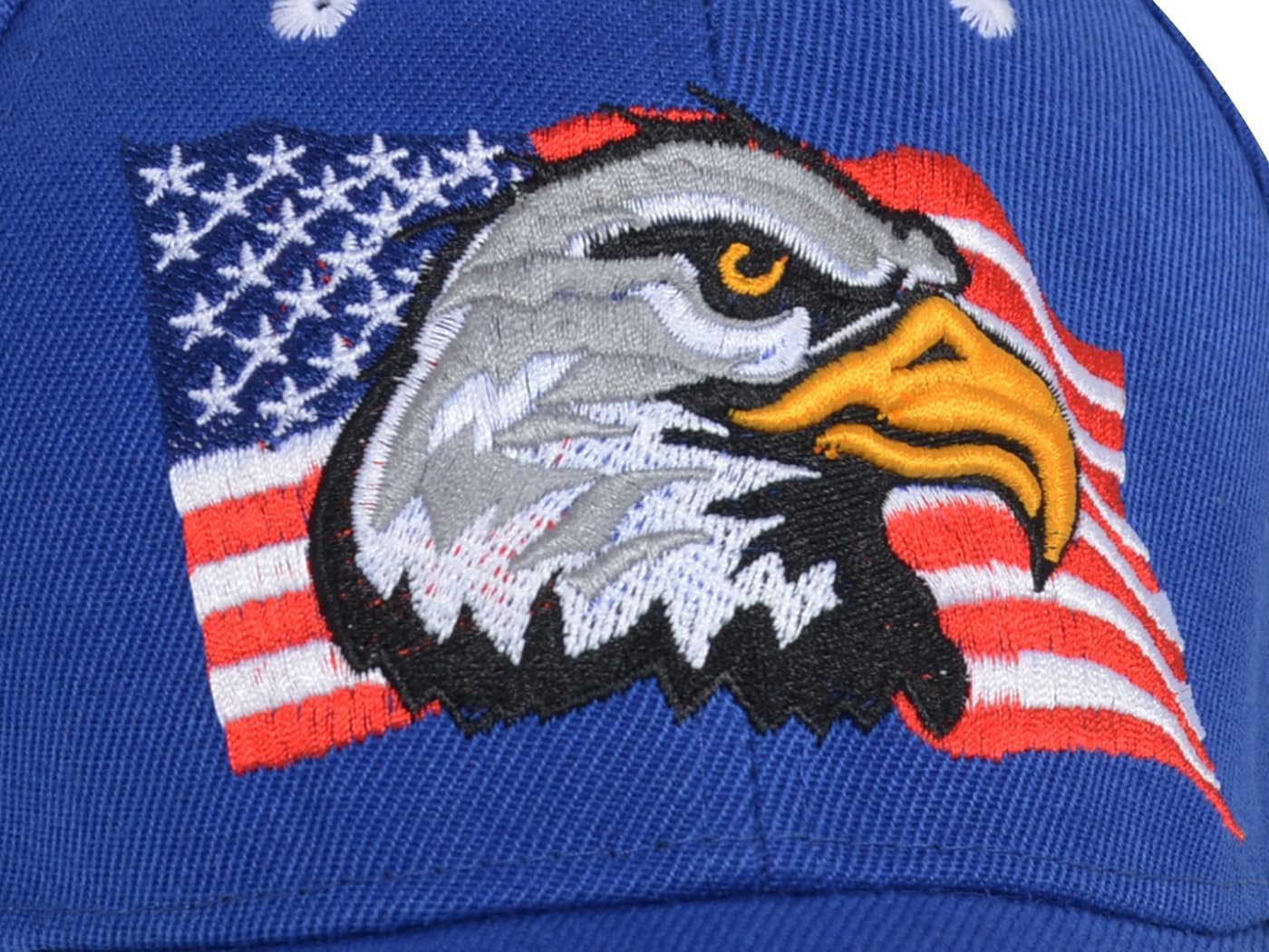 Anna-Kaci USA American Flag Patriotic Eagle Hawk Embossed 3D Adjustable Velcro Baseball Caps Hats