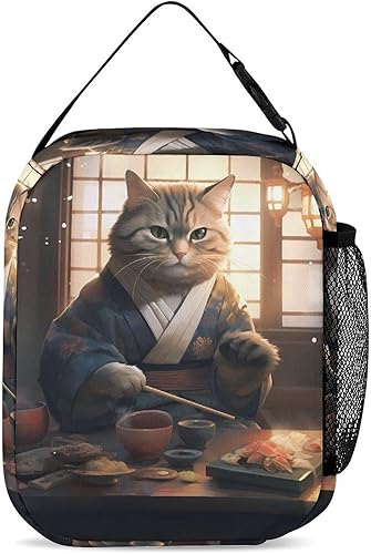 Miniatura 3 de Japanese Sushi Cat Insulated Lunch Bag for Women Men Reusable Lunch Box Tote Bag for Work Travel