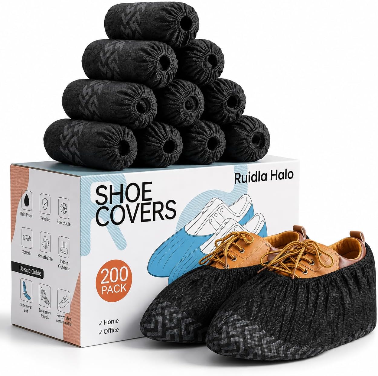 200 Pack XL Shoe Covers Disposable Non Slip - Heavy Duty Waterproof Shoe Covers & Booties for Shoes Covers - Durable Shoe Covers for Indoors Reusable Quality, Fits US Men’s Size 13 & Work Boots