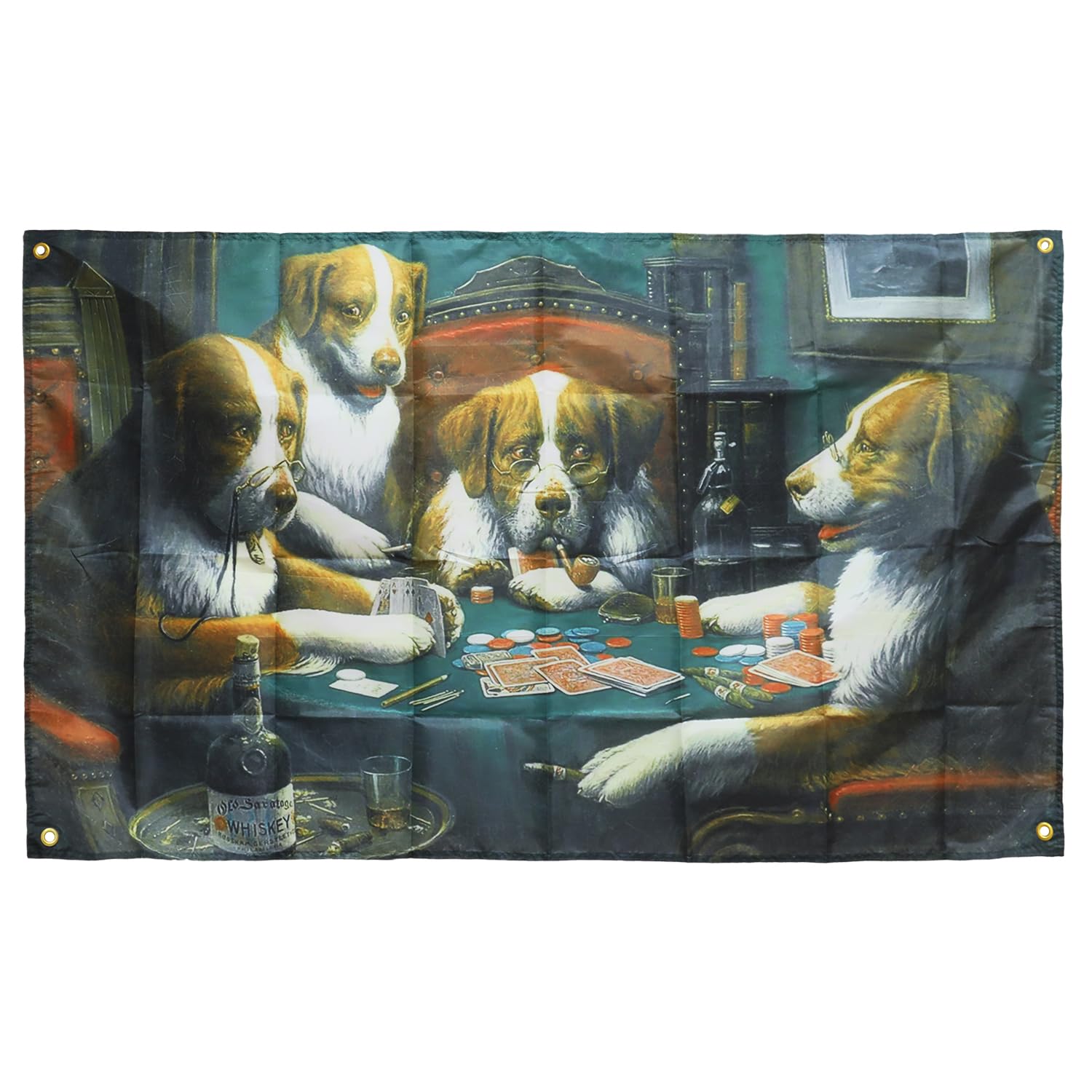 3x5 Feet Dog Play Poker Flag Banner for Home Fraternities Man Cave College Dorm Room Decor with 4 Brass Grommets