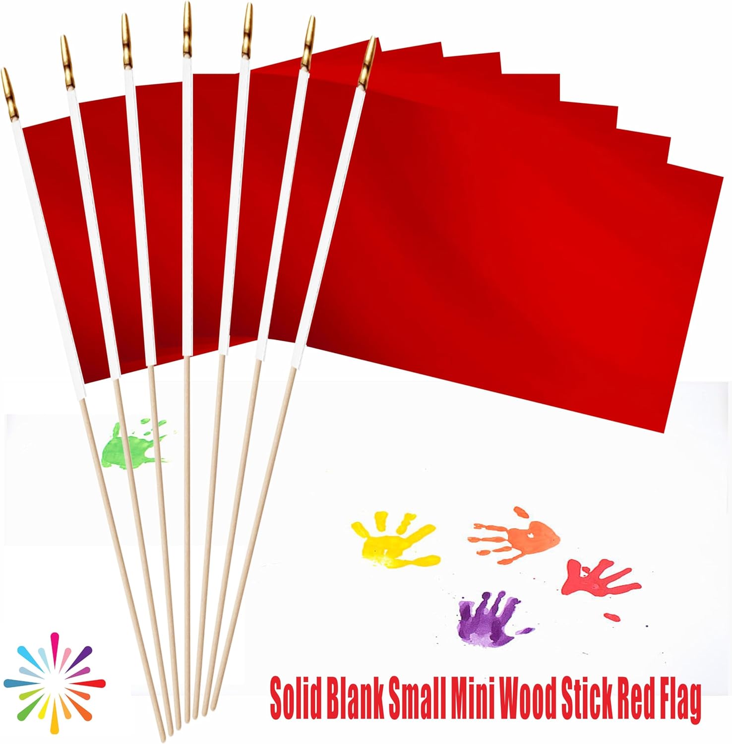 20 Pack Red Mini Wood Stick Sublimation Flag Set,5x8 Inch Solid Color Blank Hand Held Small Miniature Plain Flags for DIY Graffiti,School,Kids Birthday,Grand Opening Decorations - Image 5
