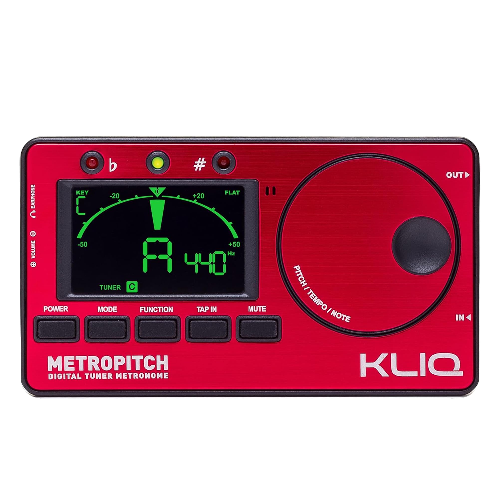 KLIQ MetroPitch - Metronome Tuner for All Instruments - with Guitar, Bass, Violin, Ukulele, and Chromatic Tuning Modes (MetroPitch, Red)