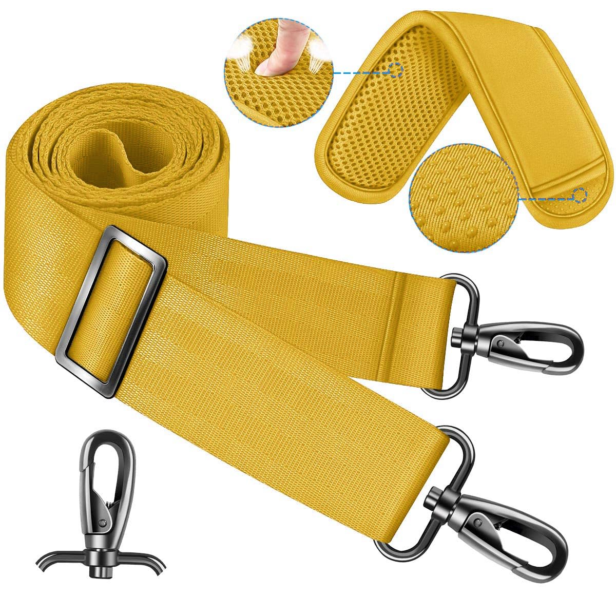 ZINZ 60 Inch Shoulder Strap with Removable Ultra-Thick Pad, Adjustable Buckles Shoulder Crossbody Strap for Briefcase Messenger Bag Laptop Bag Luggage?Yellow