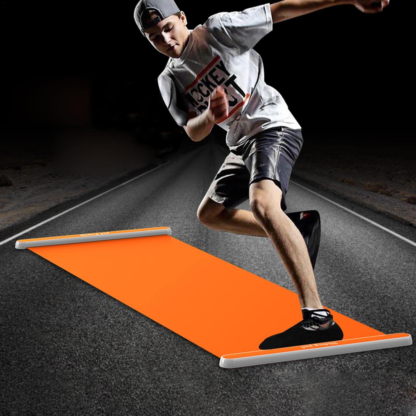 Fitness Schuifbord, 200 x 50 cm, gladde glijmat, fitnessfolie, pvc-oefenmat, schuiver, kerntraining, evenwichtstraining voor valschatten, push-ups, planken, klimmen, skaten, indoor fitness