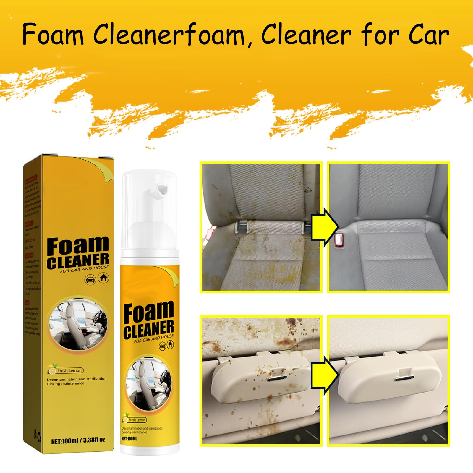 100ml Polishing Cleaner Car Interior, Car Steering Wheel Foam Cleaner, All Purpose Waterless Interior Polish Detailer and Cleaner (100ml)